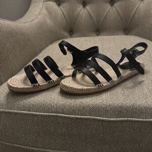 Coach Black Strappy Espadrille Sandals